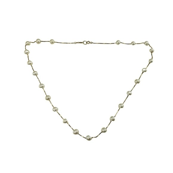 Vintage 10 Karat Yellow Gold and Pearl Necklace #11036 - Picture 1 of 7